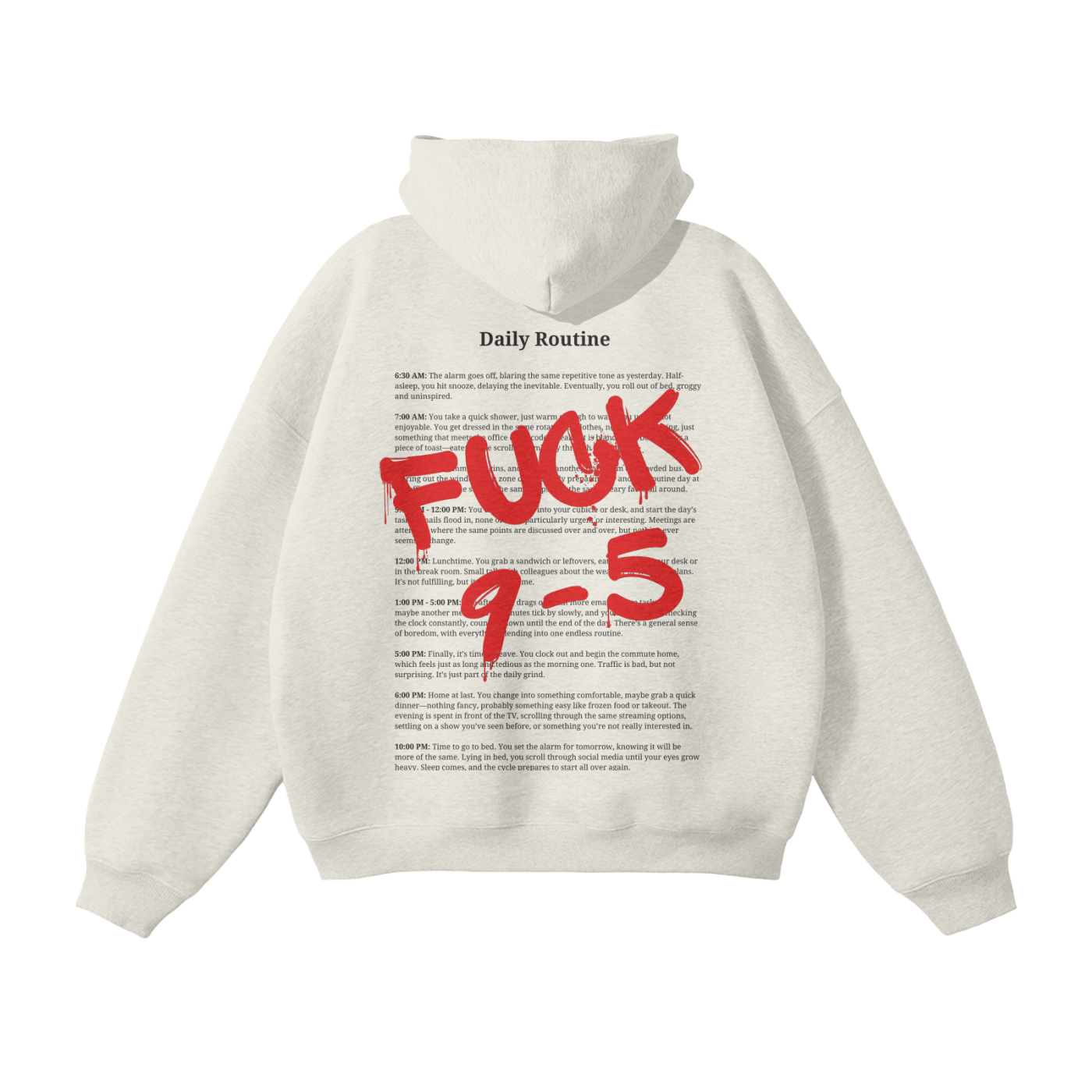 Fuck 9-5 Oversized Hoodie Oat Grey