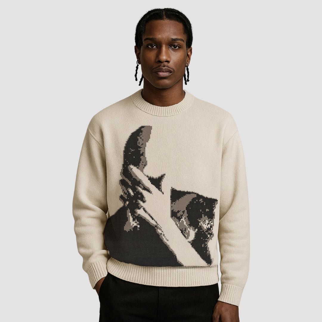 More Life Hidden Face Knit Sweater