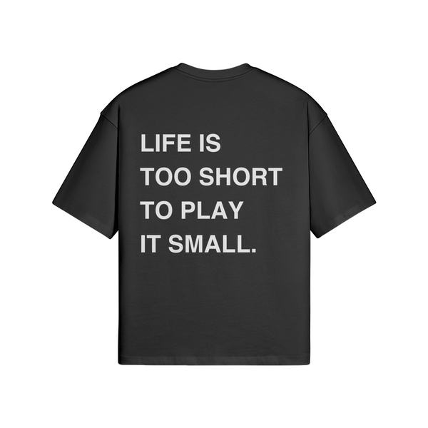 #3 Life Is Too Short Oversized Crew Neck T-Shirt Black